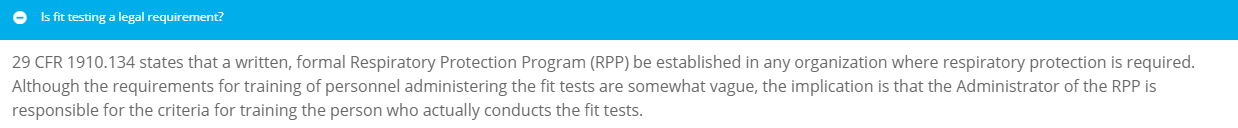 is fit testing a legal requirement